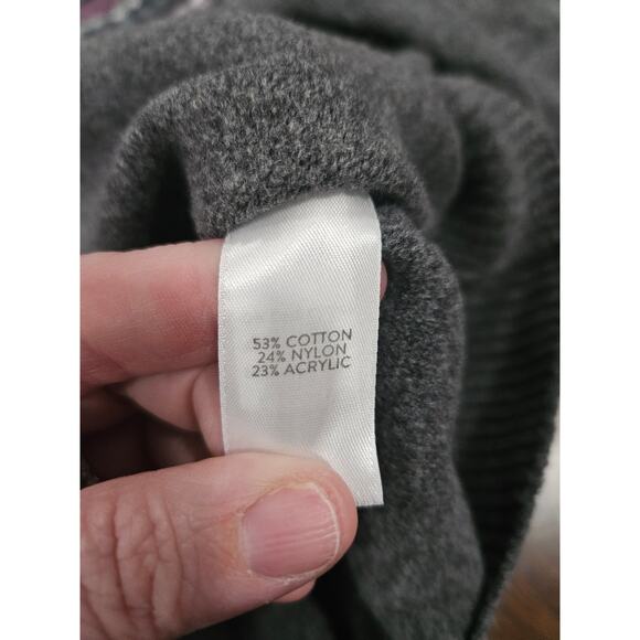 J Jill Fair Isle Stripes Raglan Sweater Women's Sz L Charcoal Gray Pullover - Picture 3 of 6